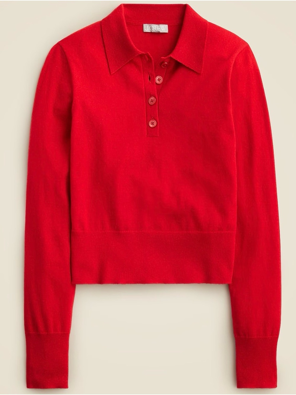 J.Crew Red Featherweight Cashmere Blend Polo Sweater Small Holiday